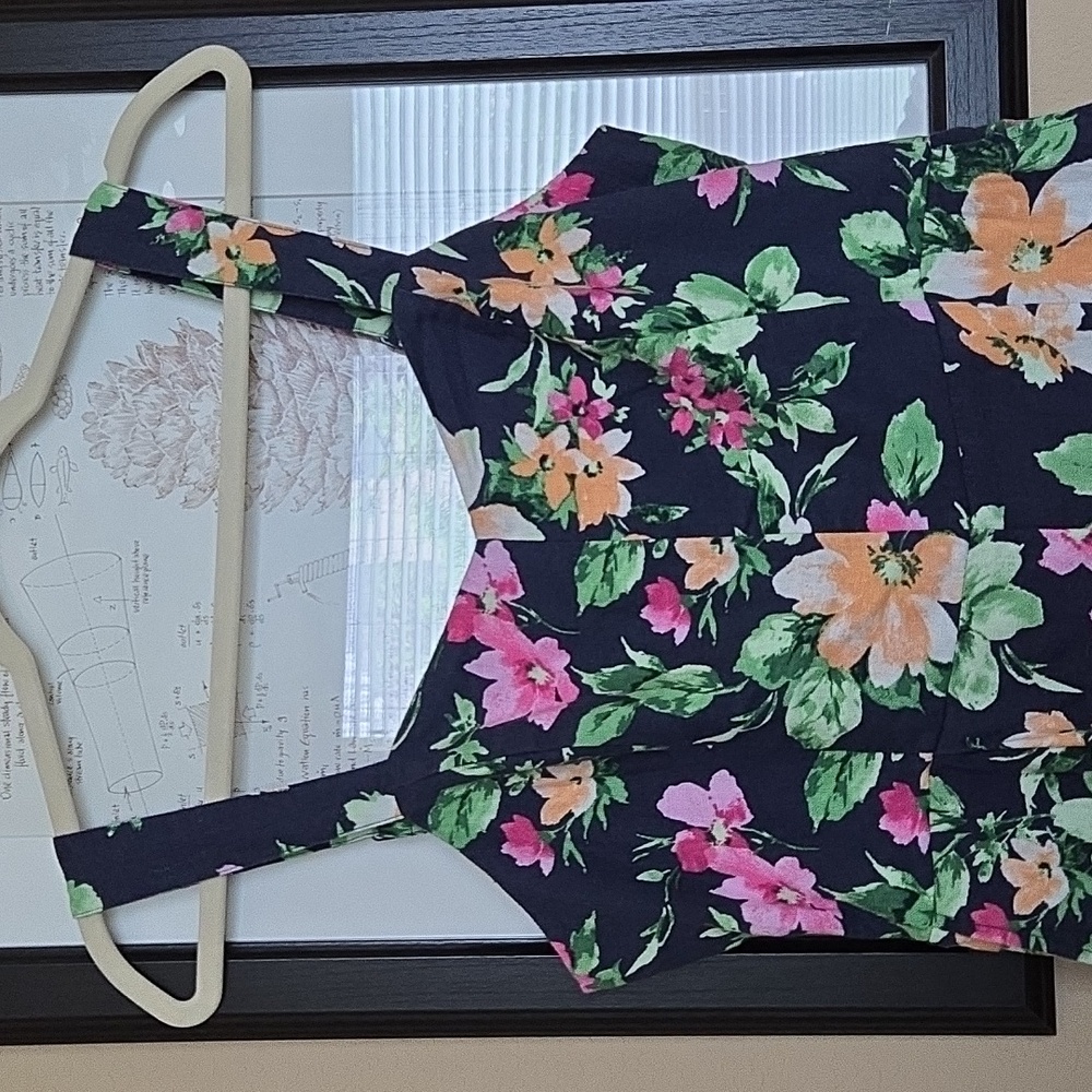 NEW Old Navy Wide Leg Blue Floral Linen-Blend Adjustable Strap Jumpsuit - MP - Picture 4 of 13